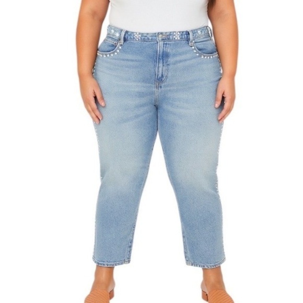 Good American Good‎ Icon Straight Studded Jeans Indigo Plus Size 26